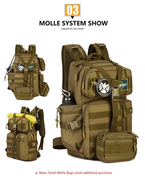 Sac à dos tactique imperméable avec système Molle 30L "Kendome - XA39D" - Planète Rando