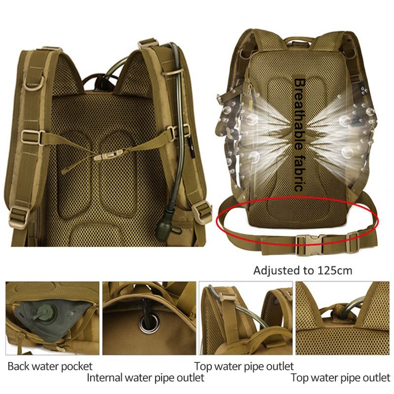 Sac à dos tactique imperméable avec système Molle 30L "Kendome - XA39D" - Planète Rando