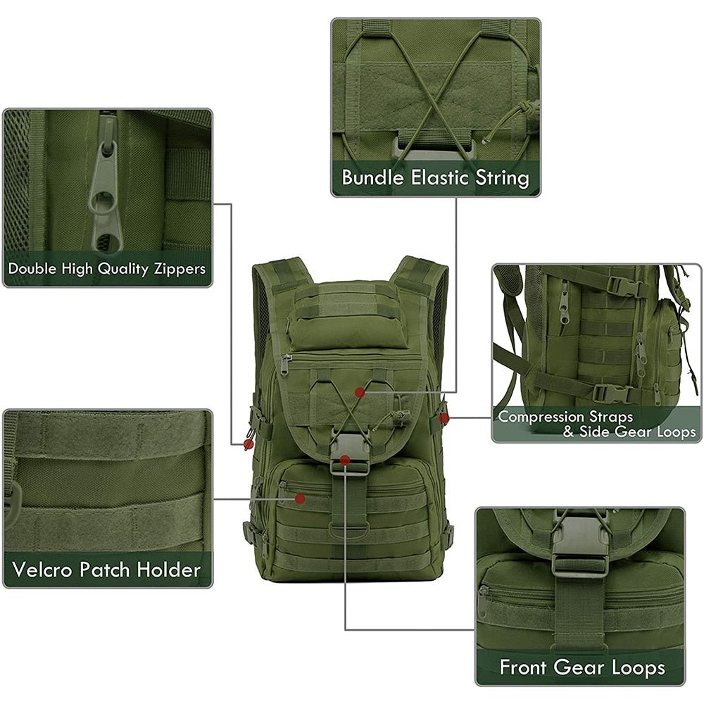 Sac à dos tactique militaire avec système Molle 30-40L "Bag guy - wolfe" - Planète Rando