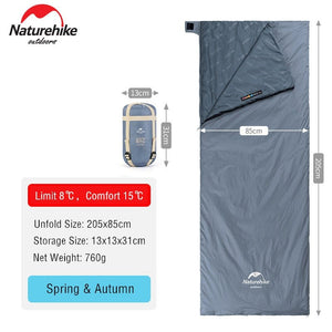 Sac de couchage ultralight & imperméable en coton confort +15°C (à partir de 680g) "Naturehike - LW180" - Bleu nuit / 205x85cm | Planète Rando