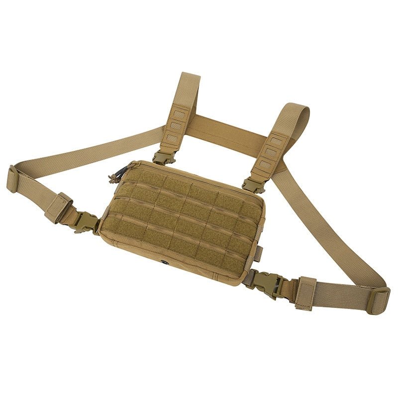 Sacoche de poitrine tactique avec systeme Molle "Kendome - Chest rig EDC" - Khaki / Standard | Planète Rando