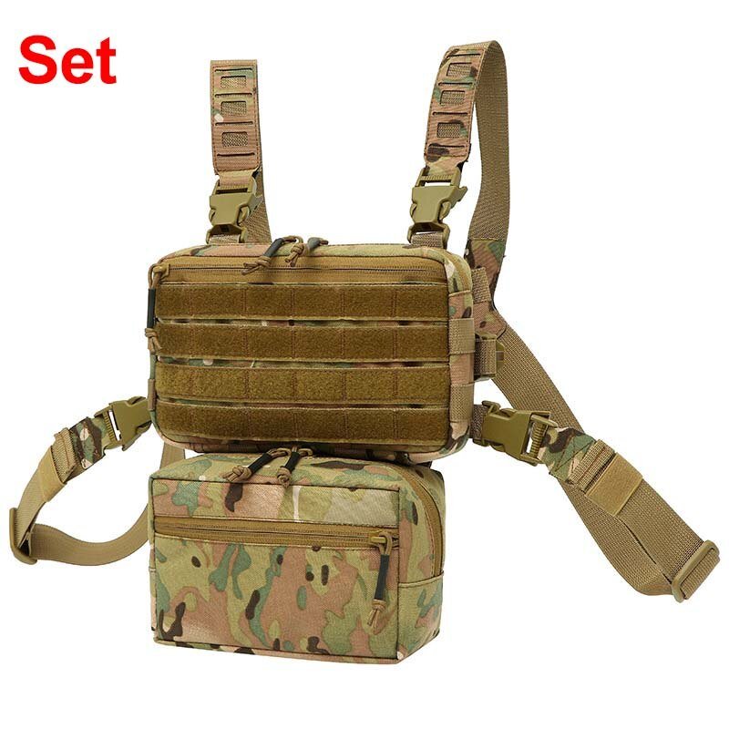 Sacoche de poitrine tactique avec systeme Molle "Kendome - Chest rig EDC" - Multicam / Set complet | Planète Rando