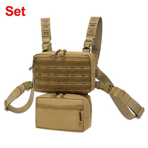 Sacoche de poitrine tactique avec systeme Molle "Kendome - Chest rig EDC" - Khaki / Set complet | Planète Rando