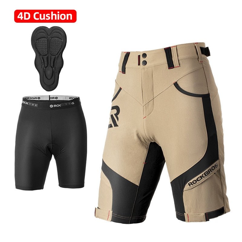 Short de vélo & running 2 en 1 avec coussin 4D "ROCKBROS - Mountain short" - Planète Rando