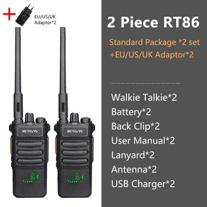 Talkie-walkie 10w de longue portée (3km - 5km) UHF 295g "RETEVIS - RT86" - 2PCS and Adaptor | Planète Rando