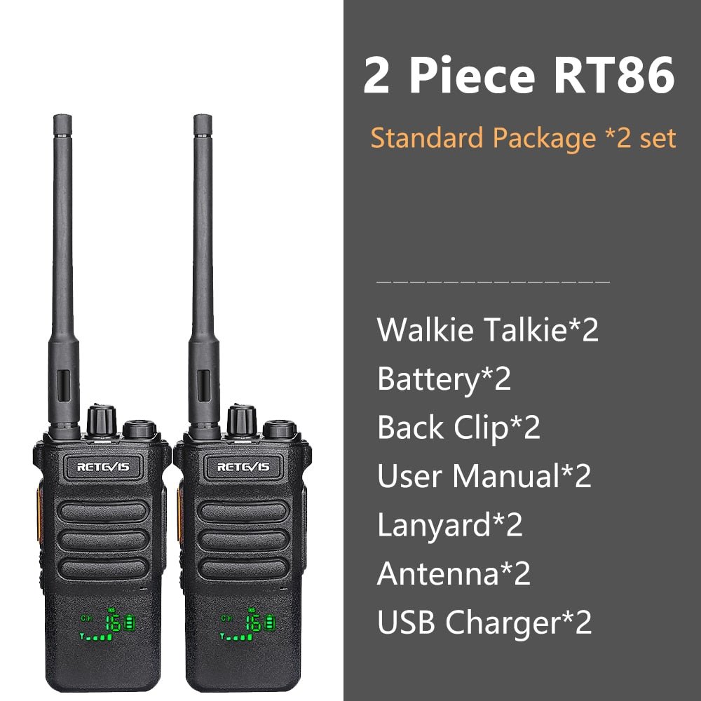 Talkie-walkie 10w de longue portée (3km - 5km) UHF 295g "RETEVIS - RT86" - 2PCS | Planète Rando