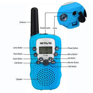 Talkie-walkie / radio portable pour enfants lot de 2 pièces fréquences PMR446 100M / 800M de portée 80g "RETEVIS - RT388" - Planète Rando