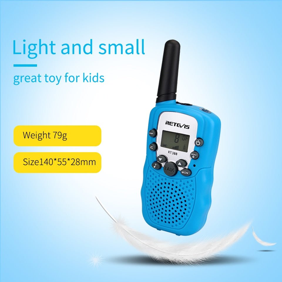 Talkie-walkie / radio portable pour enfants lot de 2 pièces fréquences PMR446 100M / 800M de portée 80g "RETEVIS - RT388" - Planète Rando