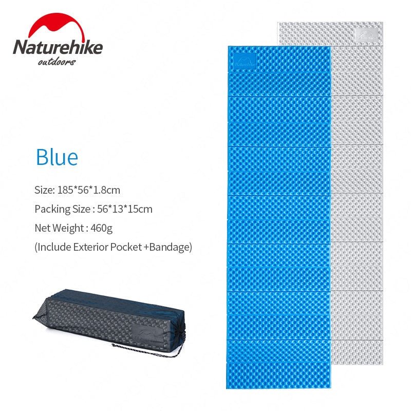 Tapis de camping pliable & ultraléger en mousse IXPE 460g "Naturehike - NH-pad" - Bleu | Planète Rando