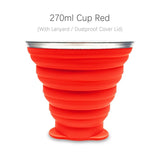 Tasse / cup pliable en silicone alimentaire sans BPA avec couvercle et lanières 72g "ME.FAM - 270 ml" - Planète Rando