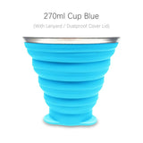 Tasse / cup pliable en silicone alimentaire sans BPA avec couvercle et lanières 72g "ME.FAM - 270 ml" - Planète Rando