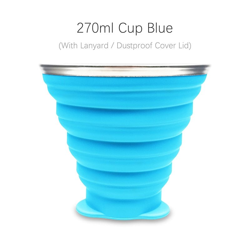 Tasse / cup pliable en silicone alimentaire sans BPA avec couvercle et lanières 72g "ME.FAM - 270 ml" - Planète Rando