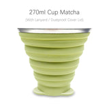 Tasse / cup pliable en silicone alimentaire sans BPA avec couvercle et lanières 72g "ME.FAM - 270 ml" - Planète Rando