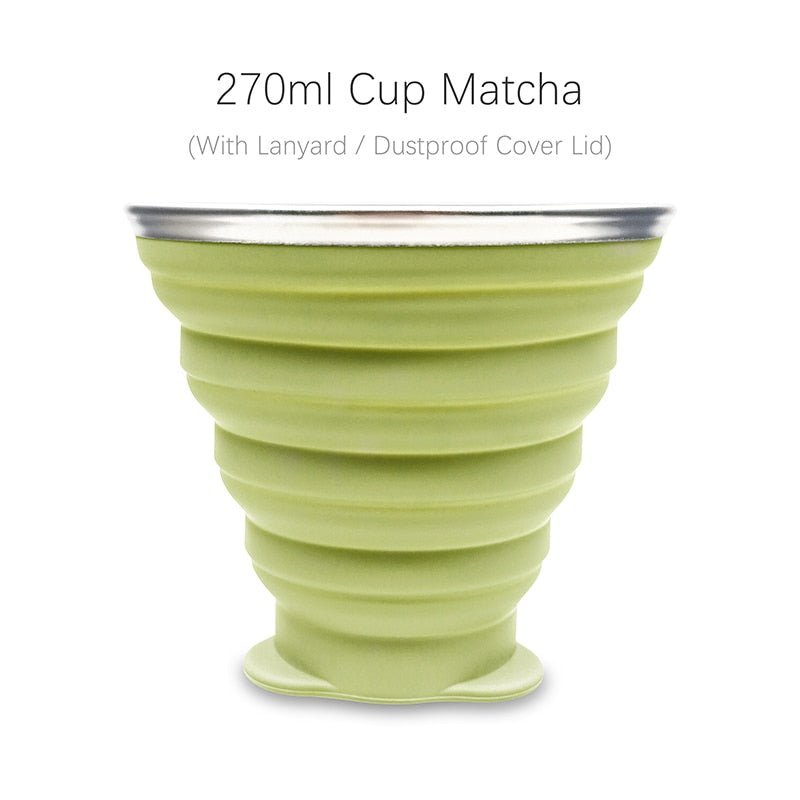 Tasse / cup pliable en silicone alimentaire sans BPA avec couvercle et lanières 72g "ME.FAM - 270 ml" - Planète Rando