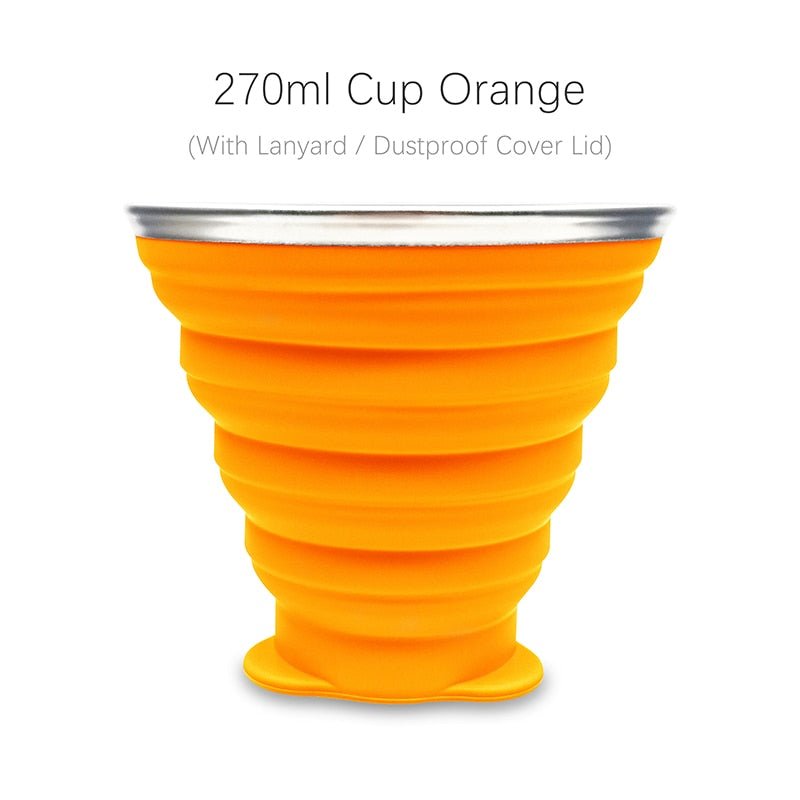 Tasse / cup pliable en silicone alimentaire sans BPA avec couvercle et lanières 72g "ME.FAM - 270 ml" - Planète Rando