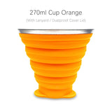 Tasse / cup pliable en silicone alimentaire sans BPA avec couvercle et lanières 72g "ME.FAM - 270 ml" - Planète Rando