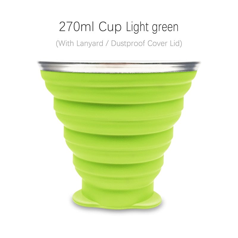 Tasse / cup pliable en silicone alimentaire sans BPA avec couvercle et lanières 72g "ME.FAM - 270 ml" - Planète Rando