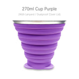 Tasse / cup pliable en silicone alimentaire sans BPA avec couvercle et lanières 72g "ME.FAM - 270 ml" - Planète Rando