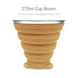 Tasse / cup pliable en silicone alimentaire sans BPA avec couvercle et lanières 72g "ME.FAM - 270 ml" - Planète Rando