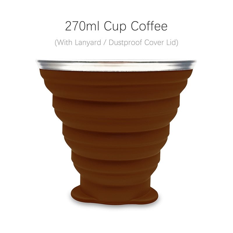 Tasse / cup pliable en silicone alimentaire sans BPA avec couvercle et lanières 72g "ME.FAM - 270 ml" - Planète Rando