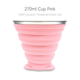 Tasse / cup pliable en silicone alimentaire sans BPA avec couvercle et lanières 72g "ME.FAM - 270 ml" - Planète Rando