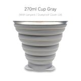 Tasse / cup pliable en silicone alimentaire sans BPA avec couvercle et lanières 72g "ME.FAM - 270 ml" - Planète Rando