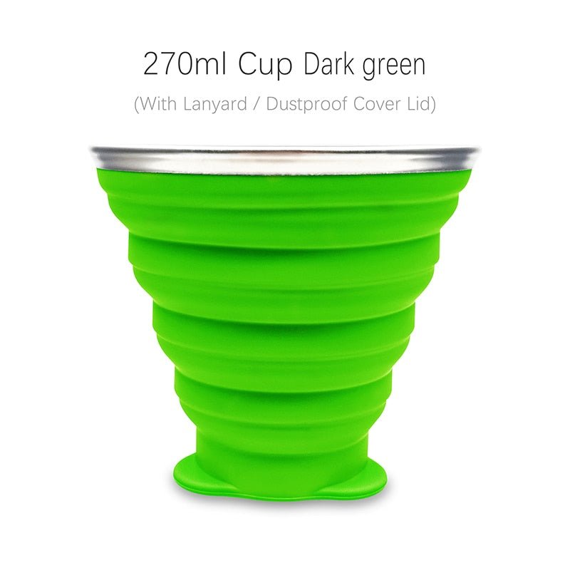 Tasse / cup pliable en silicone alimentaire sans BPA avec couvercle et lanières 72g "ME.FAM - 270 ml" - Planète Rando