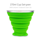 Tasse / cup pliable en silicone alimentaire sans BPA avec couvercle et lanières 72g "ME.FAM - 270 ml" - Planète Rando