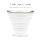 Tasse / cup pliable en silicone alimentaire sans BPA avec couvercle et lanières 72g "ME.FAM - 270 ml" - Planète Rando