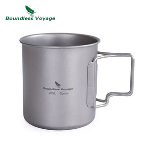 Tasse en titane avec poignée pliable 77g "Boundless Voyage - Ti1518B" - Planète Rando