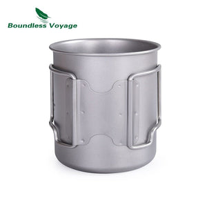 Tasse en titane avec poignée pliable 77g "Boundless Voyage - Ti1518B" - Planète Rando