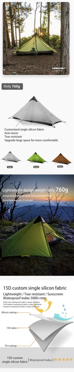 Tente de camping 1 personne à double-parois ultra-légère 3/4 saisons 860g "3F UL GEAR - Lanshan 1" - Planète Rando