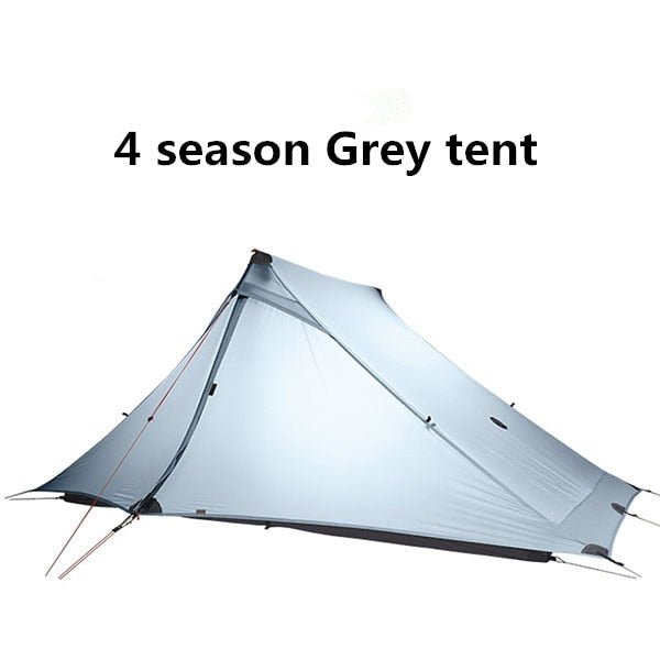 La tente bivouac 3F UL GEAR "Lanshan 2 pro" est une tente bivouac ultra-légère quatre saisons grise pour deux personnes, pesant 1,2 kg et conçue avec une structure simple comportant un sommet pointu soutenu par des poteaux, rehaussé de double tissu de silicone pour une durabilité accrue.