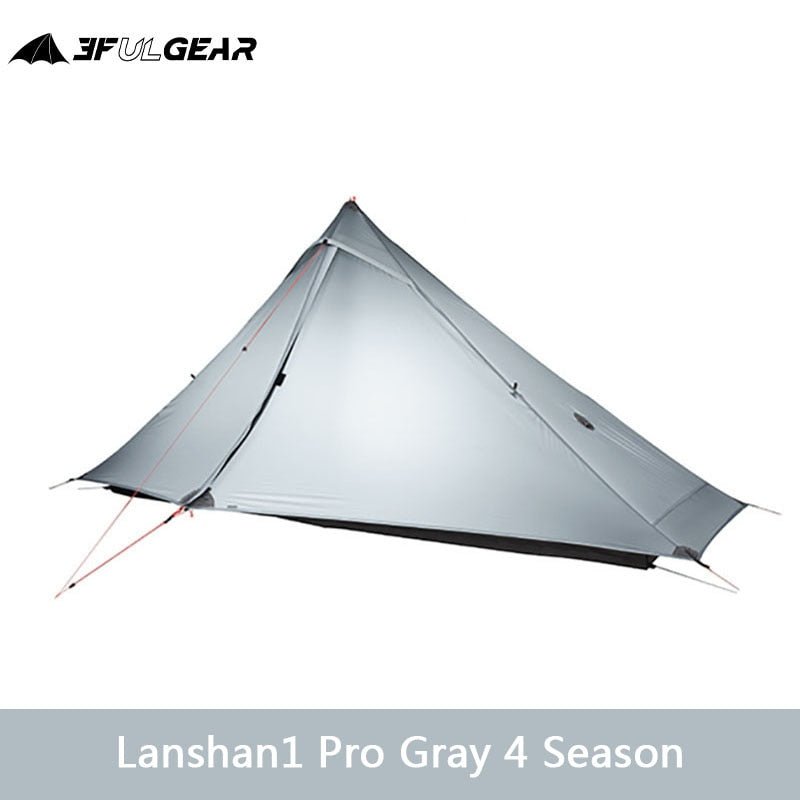 Tente de camping ultralégère 1 personne 3 à 4 saisons 690g "3F UL GEAR - Lanshan 1 Pro" - Gris / 4 saisons | Planète Rando