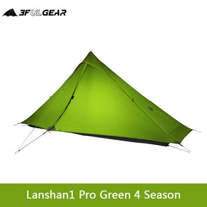 Tente de camping ultralégère 1 personne 3 à 4 saisons 690g "3F UL GEAR - Lanshan 1 Pro" - Vert / 4 saisons | Planète Rando