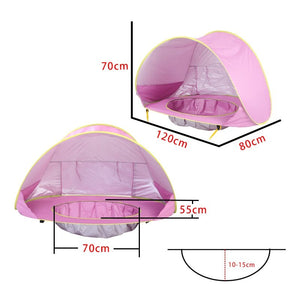 Tente de plage portable & imperméable pour bébé avec protection UV UPF 50+ "Battoom - Baby beach" - Rose | Planète Rando