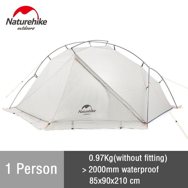 Tente de randonnée mono-paroi ultralégère 1,2kg autoportante double Y 1-2 personne "Naturehike - Vik series" - Blanc / 1 pers / 4 saisons | Planète Rando