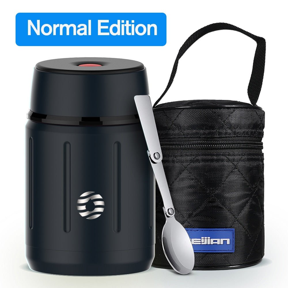 Thermos alimentaire 750ML en acier inoxydable 316 + cuillère 650g "FEIJIAN - Lunch box" - Bleu foncé | Planète Rando