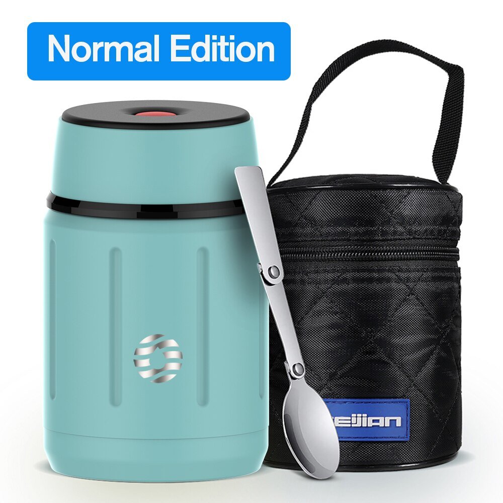 Thermos alimentaire 750ML en acier inoxydable 316 + cuillère 650g "FEIJIAN - Lunch box" - Menthe | Planète Rando