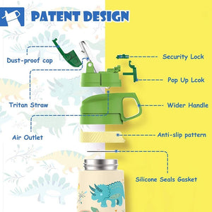 Thermos avec motif et paille sans BPA de 350ml pour enfant "FEIJIAN - FS" - Planète Rando