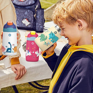 Thermos avec motif et paille sans BPA de 350ml pour enfant "FEIJIAN - FS" - Planète Rando