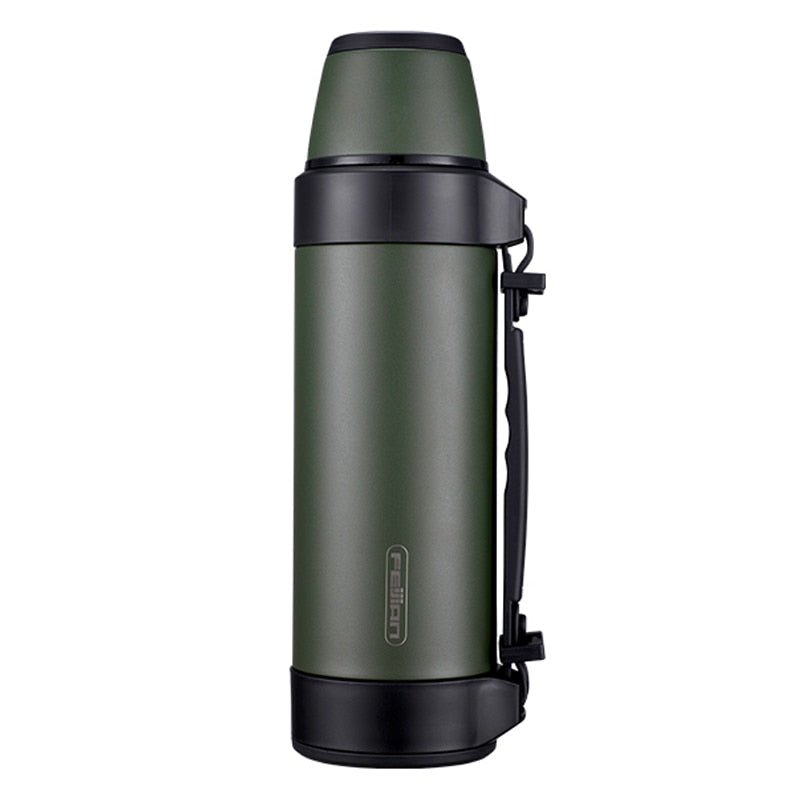 Thermos en acier inoxydable de 1200/1500ml "FEIJIAN - Military" - 1200ml / Vert foncé | Planète Rando