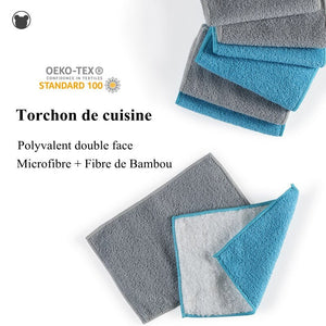 Torchon en microfibre fibre de bambou OEKO-TEX lot de 5 pièces "BEAR FAMILY - YB16026" - Planète Rando