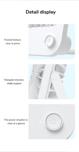 Ventilateur sans-fil ultra silencieux, pliable à 180 ° et rechargeable par USB "JISULIFE - Desk Fan" - Planète Rando