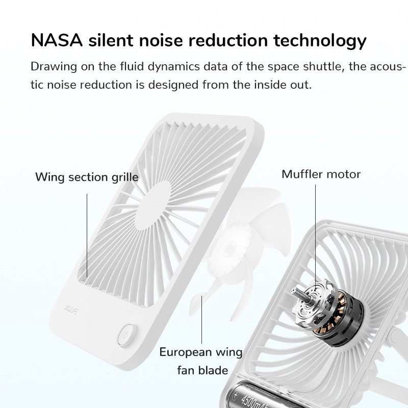 Ventilateur sans-fil ultra silencieux, pliable à 180 ° et rechargeable par USB "JISULIFE - Desk Fan" - Planète Rando