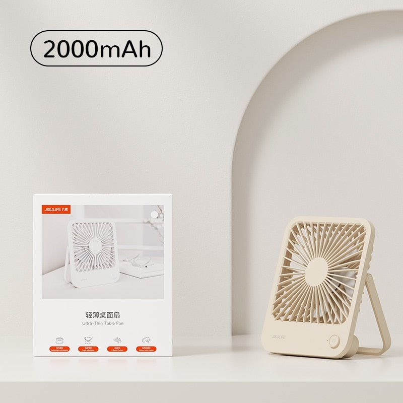 Ventilateur sans-fil ultra silencieux, pliable à 180 ° et rechargeable par USB "JISULIFE - Desk Fan" - Planète Rando