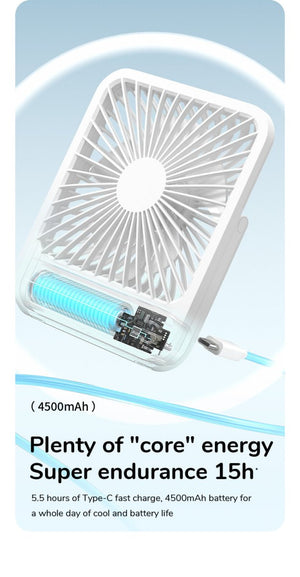 Ventilateur sans-fil ultra silencieux, pliable à 180 ° et rechargeable par USB "JISULIFE - Desk Fan" - Planète Rando