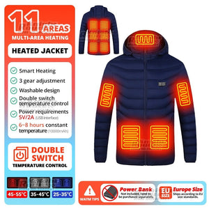 Veste chauffante avec capuche détachable 2-19 zones USB unisexe "Knight Route - All-round heating" - Planète Rando