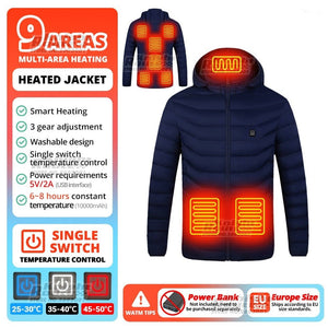 Veste chauffante avec capuche détachable 2-19 zones USB unisexe "Knight Route - All-round heating" - Planète Rando