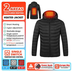 Veste chauffante avec capuche détachable 2-19 zones USB unisexe "Knight Route - All-round heating" - Planète Rando